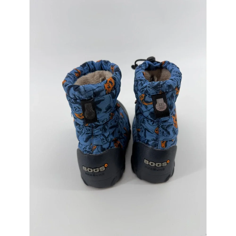 Bogs BMOC Snow Dino Kids 13 Blue Orange Waterproof Winter Boots 72758K-460